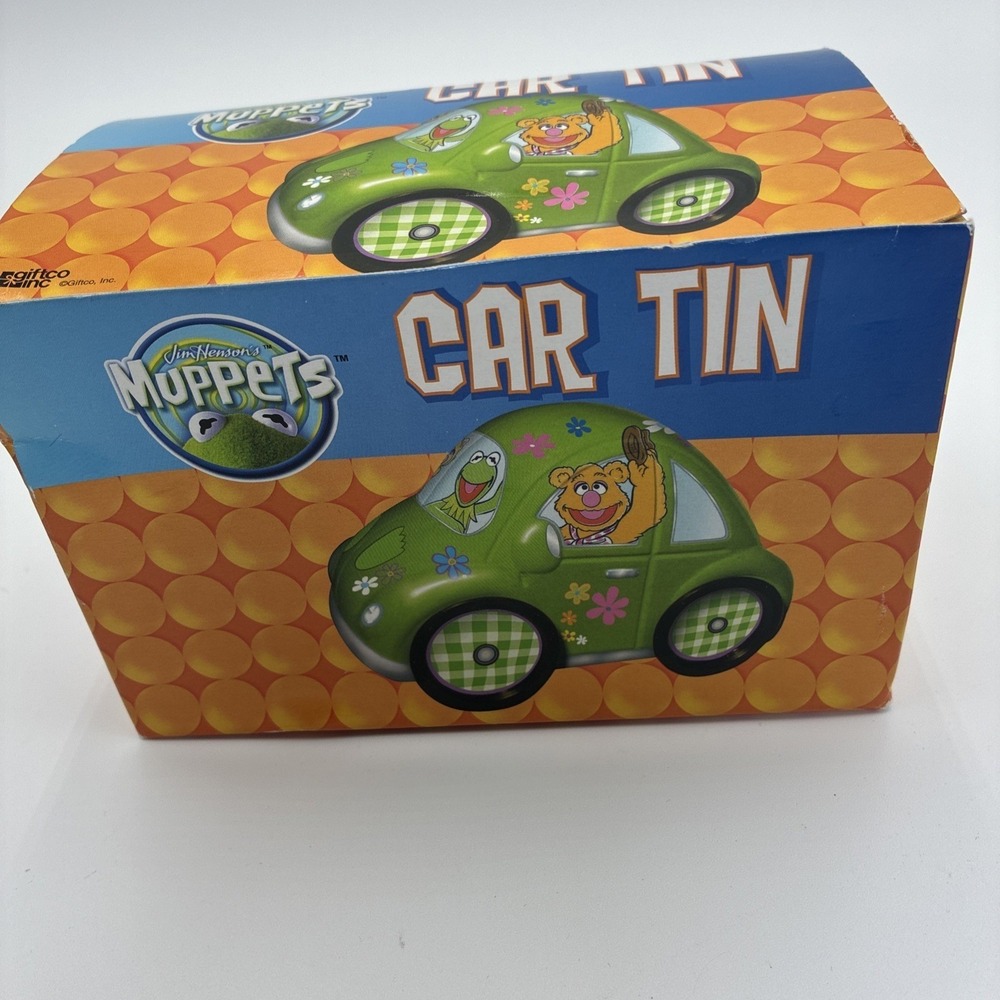 VTG Giftco Jim Henson Muppets Car Tin Kermit Miss Piggy Animal Fozzie Green NIB